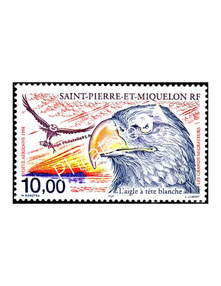 timbre de ST PIERRE ET MIQUELON PA n° 78, Rapaces, collection Dom-Tom