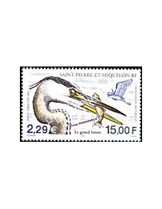 timbre de ST PIERRE ET MIQUELON PA n° 81, héron, collection Dom-Tom