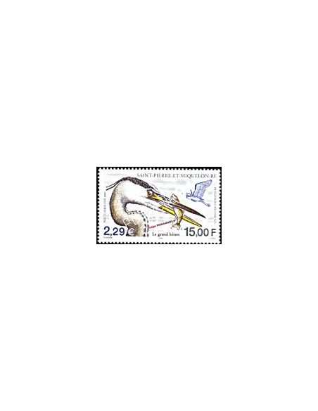 timbre de ST PIERRE ET MIQUELON PA n° 81, héron, collection Dom-Tom
