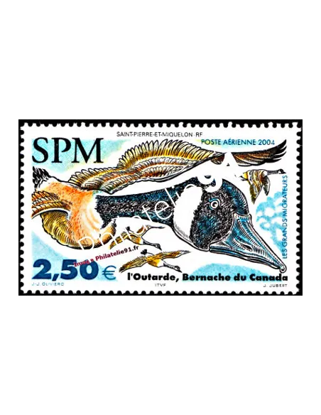 timbre de ST PIERRE ET MIQUELON PA n° 84, oiseaux, collection Dom-Tom