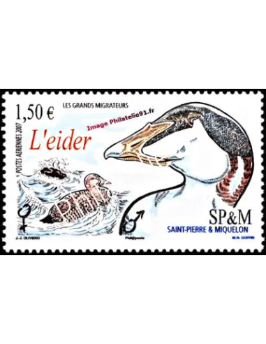 timbre de ST PIERRE ET MIQUELON - PA n° 87 - Thématique : Oiseaux