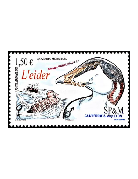 timbre de ST PIERRE ET MIQUELON - PA n° 87 - Thématique : Oiseaux