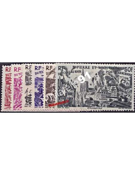 Timbres de Saint pierre et Miquelon PA n° 12 à 17, Tchad au Rhin