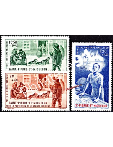 Timbres de Saint Pierre et Miquelon - PA n° 1 à 3 - Série P.E.I.Q.I.