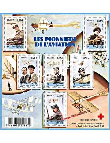 Timbre n° 4505 à 4509 F- Les Pionniers de l'Aviation