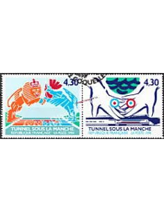 Timbres de France oblitérés n° 2882 à 2883A  - Tunnel sous la manche