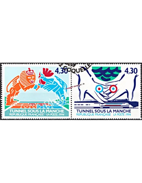 Timbres de France oblitérés n° 2882 à 2883A  - Tunnel sous la manche