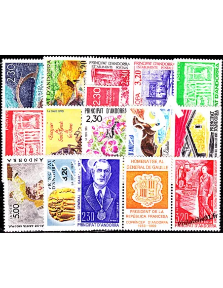 Andorre français - Année complète 1990 - Timbre andorre