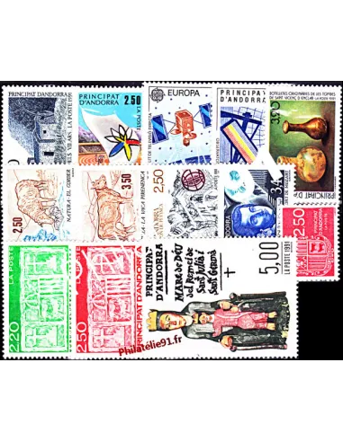 Andorre français - Année complète 1991 - Timbre Andorre