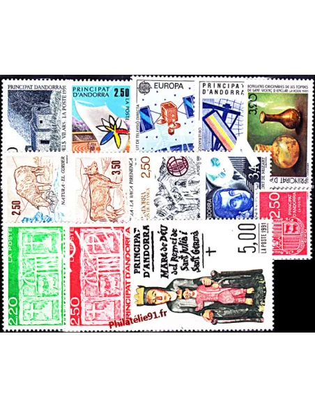 Andorre français - Année complète 1991 - Timbre Andorre