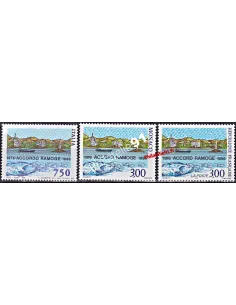 Émission commune, France-Italie-Monaco, n° 3003, 2167 et 3038, timbres Europe