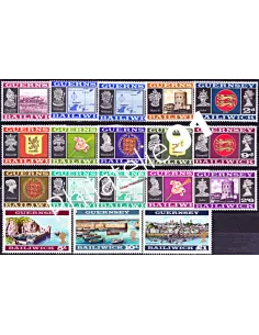 Timbres de GUERNESEY n° 1 à 18 - Effigie de la Reine et sujets divers