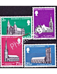 timbres de GUERNESEY n°53 à 56, Noël, Eglises, timbres d'europe