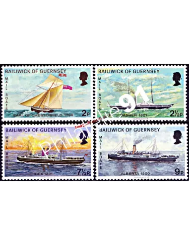 timbres de GUERNESEY n° 57 à 60 - Paquebots-poste (I)