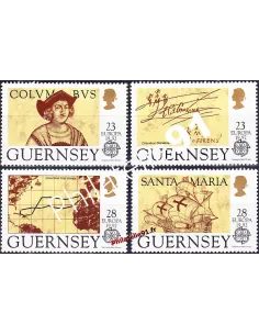 Timbres de Guernesey n° 560 à 563, Europa 1992, Christophe Colomb