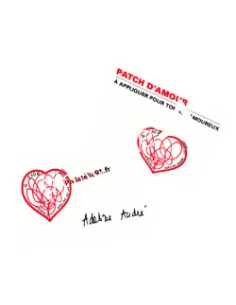 Les 2 timbres autoadhésifs issus du bloc "cœur" 2012 d'Adeline André émis pour la Saint-Valentin