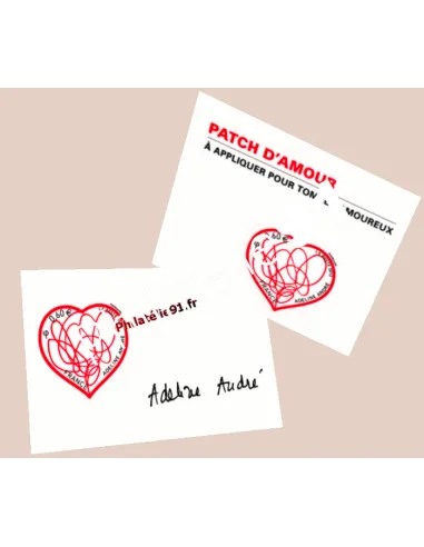 Les 2 timbres autoadhésifs issus du bloc "cœur" 2012 d'Adeline André émis pour la Saint-Valentin