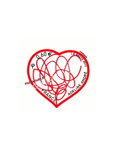 timbre autoadhésif issu du bloc "cœur" 2012 d'Adeline André émis pour la Saint-Valentin