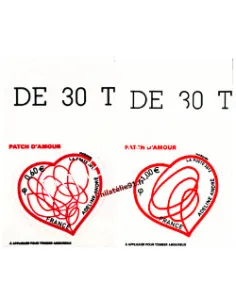 timbres autoadhésifs n° 648 et 649 - Saint Valentin - patch d'amour d'Adeline André émis en feuille de 30 timbres