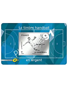 timbre autoadhésif  n° 738 en argent. Le Handball