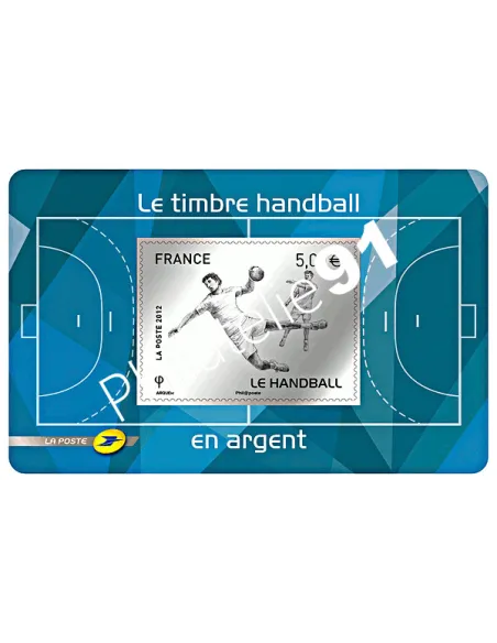 timbre autoadhésif  n° 738 en argent. Le Handball