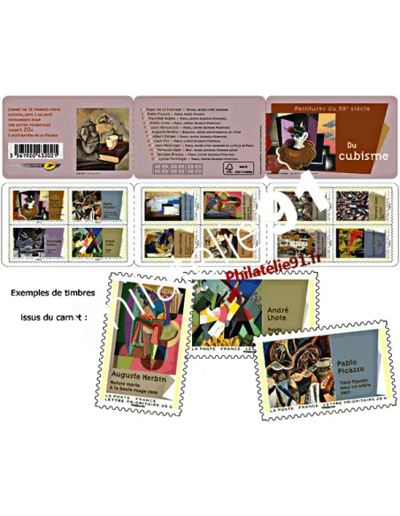 Carnet de timbres autoadhésifs n° 662 à 673 (BC662) - Peintures du XXe siècle - cubisme