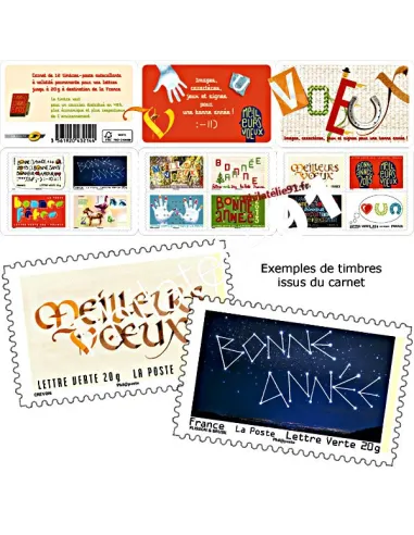 Carnet de timbres autoadhésifs n° 763 à 774 (BC763) - Meilleurs vœux 2013