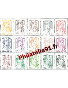 Timbres autoadhésifs de France :  15 Marianne et la Jeunesse - juillet 2013 - Type Marianne de Ciappa et Kawena
