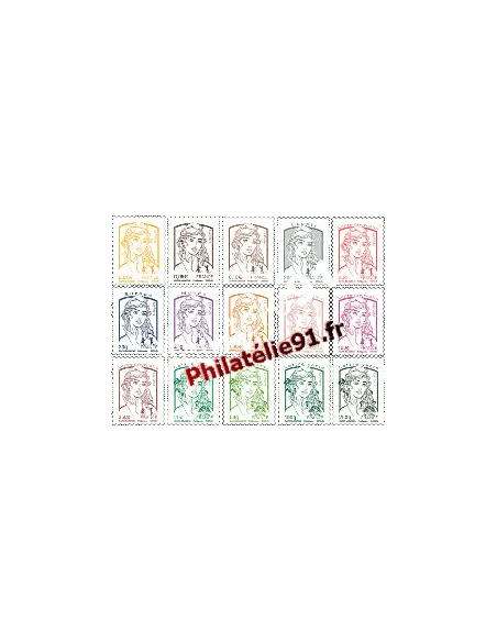 Timbres autoadhésifs de France :  15 Marianne et la Jeunesse - juillet 2013 - Type Marianne de Ciappa et Kawena