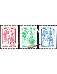 Timbres autoadhésifs n° 862 à 864 - Marianne de Ciappa et Kawena. Marianne et la Jeunesse. 3 Timbres de roulettes