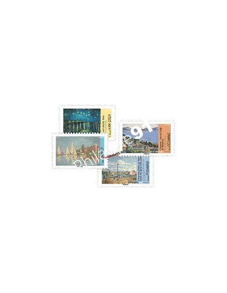 Timbres autocollants d'entreprise : Cézanne, Monet, Pissaro, Van Gogh  les impressionnistes et l'eau