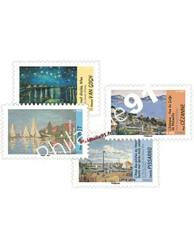 Timbres autocollants d'entreprise : Cézanne, Monet, Pissaro, Van Gogh  les impressionnistes et l'eau