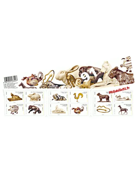 Carnet de timbres autoadhésifs n° 775 à 786 (BC775) - Les animaux dans l'art.
