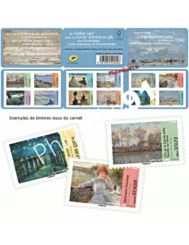 Carnet de timbres autoadhésifs n° 825 à 836 (BC825) - L'impressionnisme sur le thème de l'eau