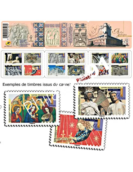 Carnet de timbres autoadhésifs n° 877 à 888 (BC877) - Art gothique
