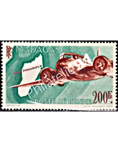 timbre de Madagascar PA n° 64 A,avion, collection timbres colonies