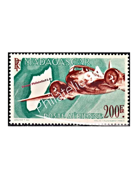 timbre de Madagascar PA n° 64 A,avion, collection timbres colonies