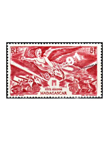 timbre de Madagascar PA n° 65, 39/45,Victoire, timbres colonies
