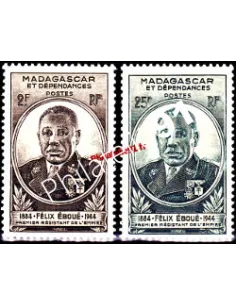Timbres de Madagascar n° 298 à 299, Gouverneur-Général Eboué, collection timbres colonies