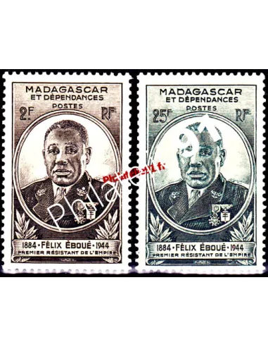 Timbres de Madagascar n° 298 à 299, Gouverneur-Général Eboué, collection timbres colonies