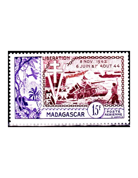 Timbre de Madagascar PA n° 74, Anniversaire de la Libération, colonies