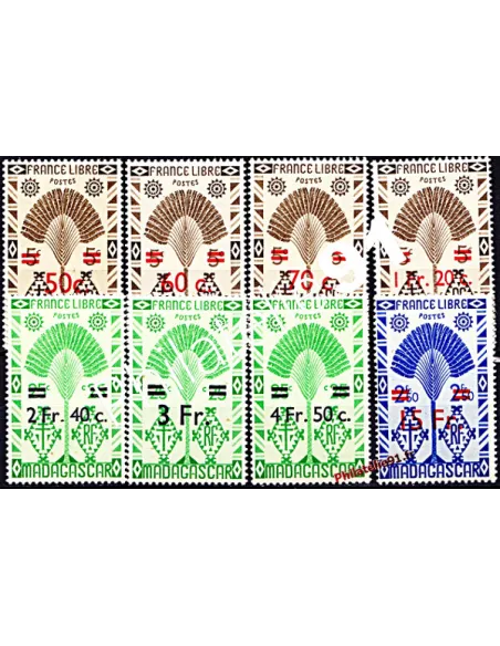 Timbres de Madagascar n°290 à 297,Série de Londres,timbres colonies