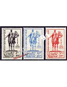 timbres du Maroc n° 241 à 243, Statue équestre de Lyautey à Casablanca