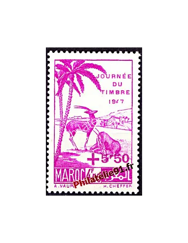 Timbre du Maroc n° 244. Journée du Timbre. Gazelles