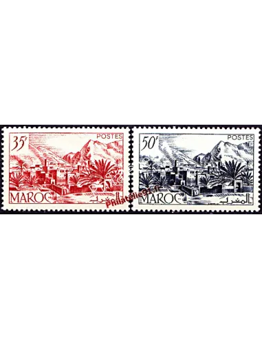 Timbres du Maroc n° 292 et 293, Vallée du Todra, collection colonies