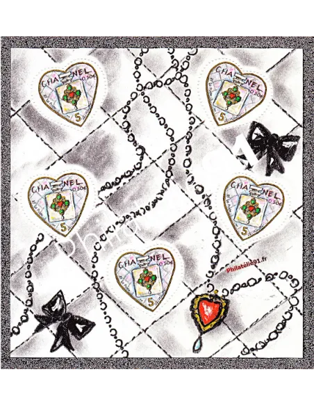 Timbres de France - Bloc n° 66 - Cœurs 2004 - Chanel - du couturier Karl Lagerfeld