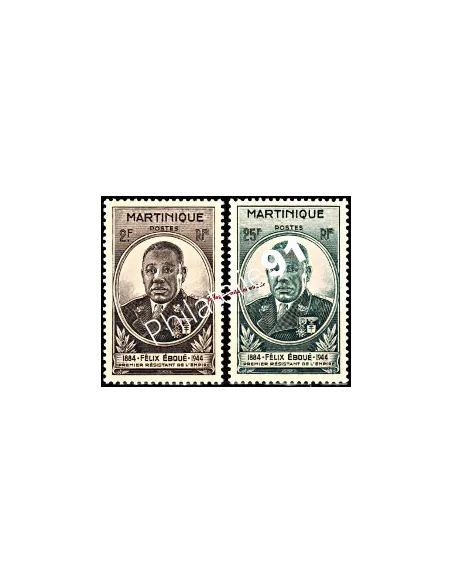 Timbres neufs de Martinique n° 218 à 219.  Gouverneur Eboué