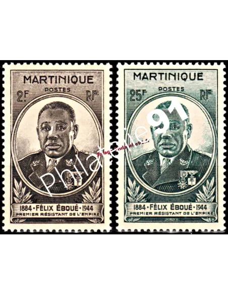 Timbres neufs de Martinique n° 218 à 219.  Gouverneur Eboué