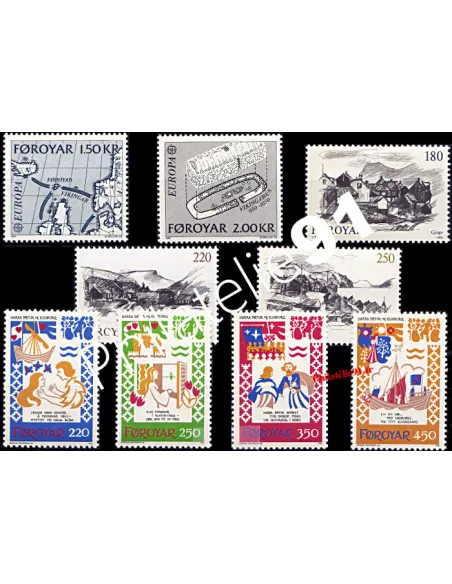 Timbres des iles Féroé - Année complète neuve 1982.