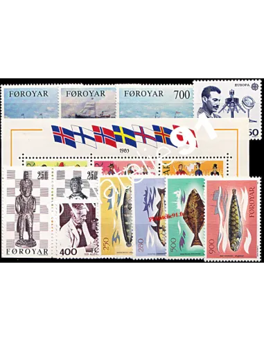 Timbres des iles Féroé - Année complète neuve 1983.